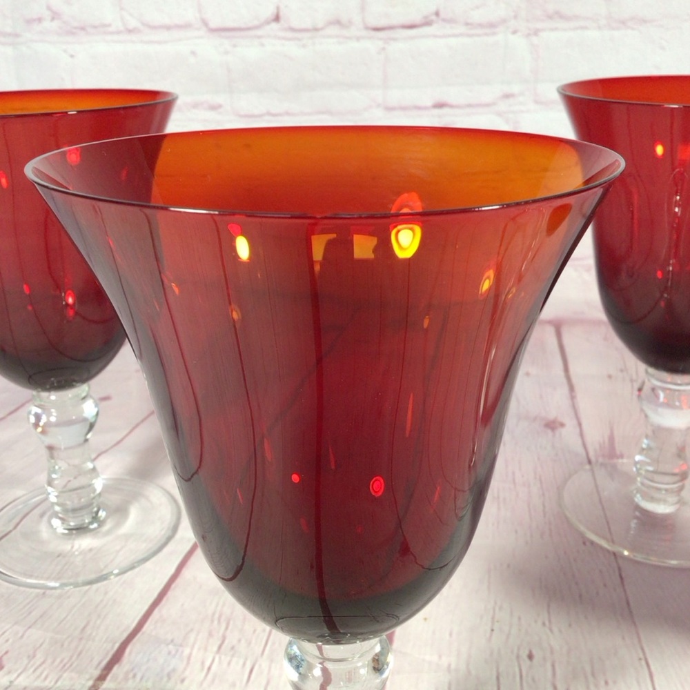Home Essentials Ruby Red Glass Water Goblets - Set of 4 - Picture 8 of 8
